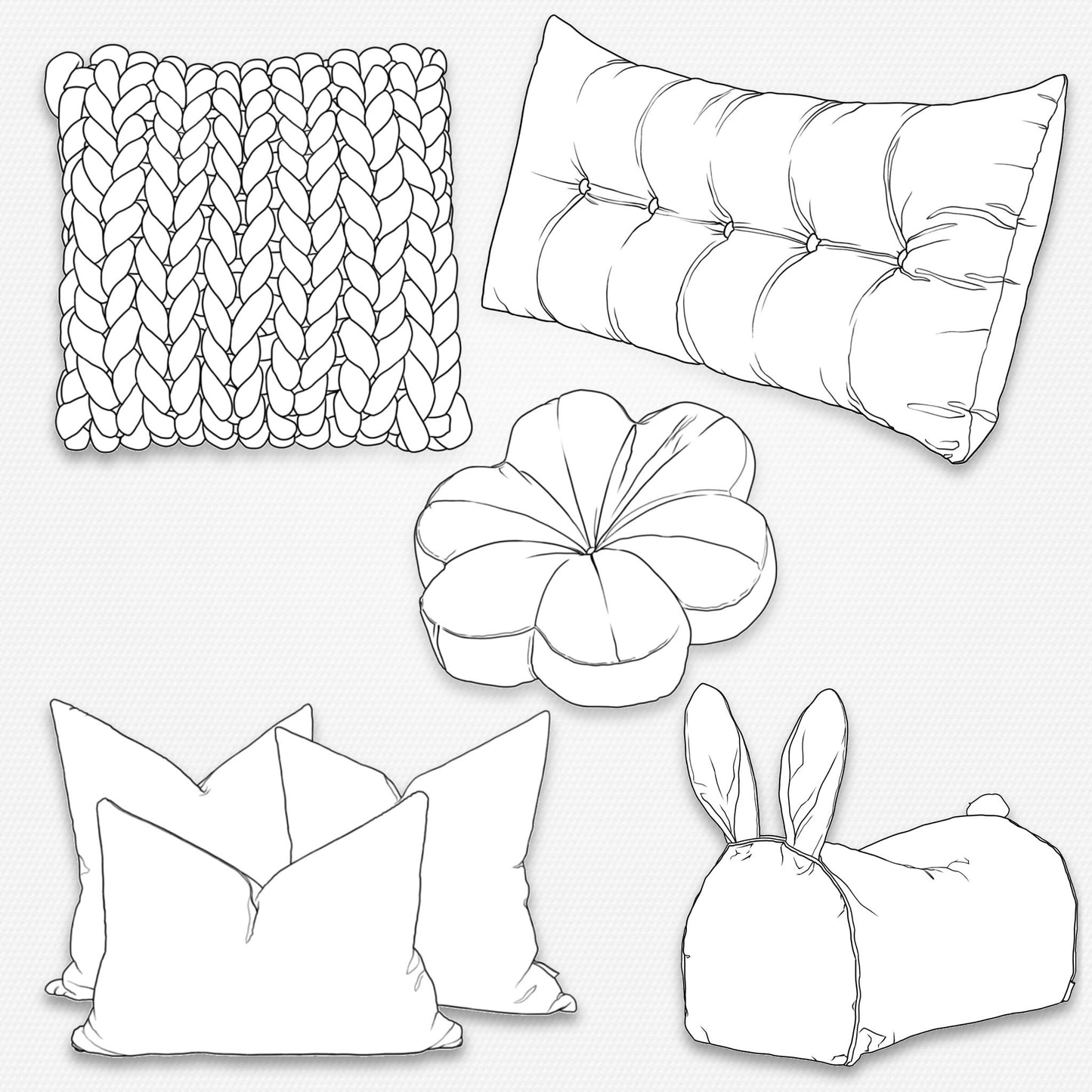95 Interior & Pillow Brushes for Procreate & Photoshop – Furniture & Decor Set
