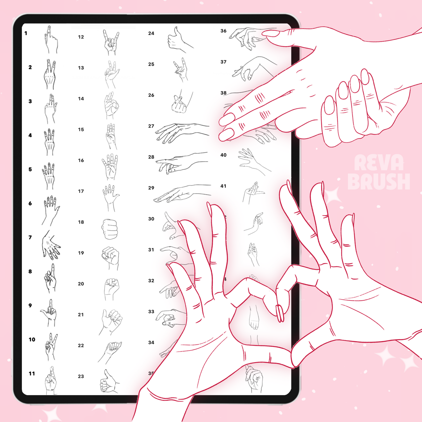 Procreate Hands Brushes – Procreate 및 Photoshop용 사실적인 손 그리기 브러시 세트