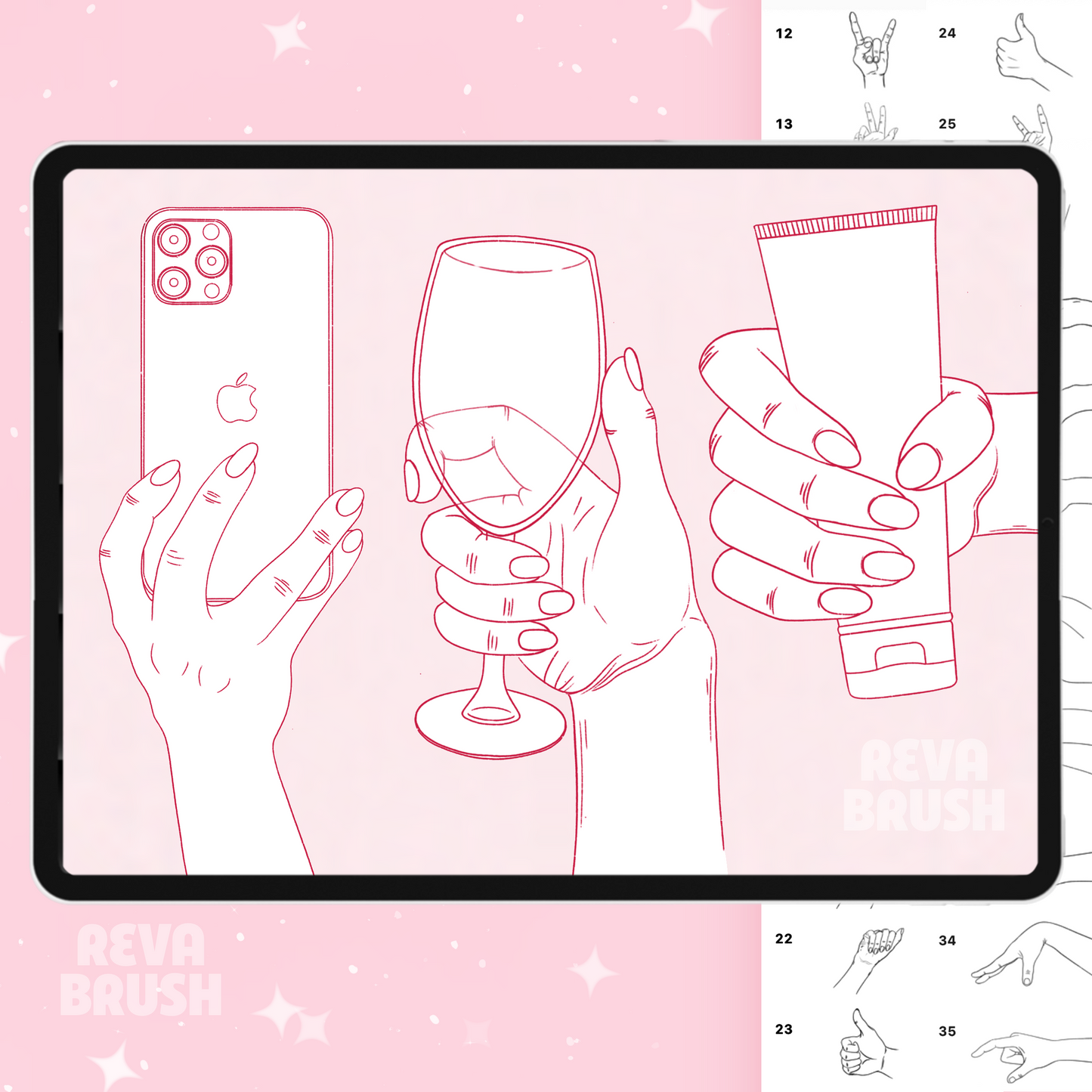 Procreate Hands Brushes – Procreate 및 Photoshop용 사실적인 손 그리기 브러시 세트