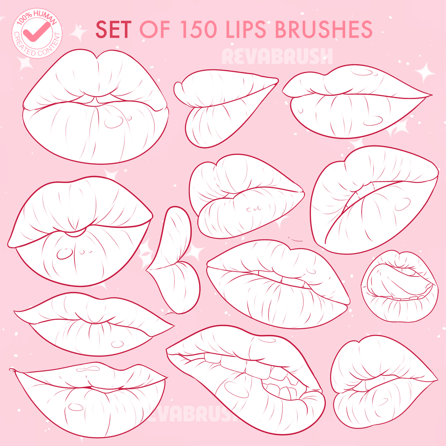 Realistic Lips & Portrait Brushes – Procreate & Photoshop stamps