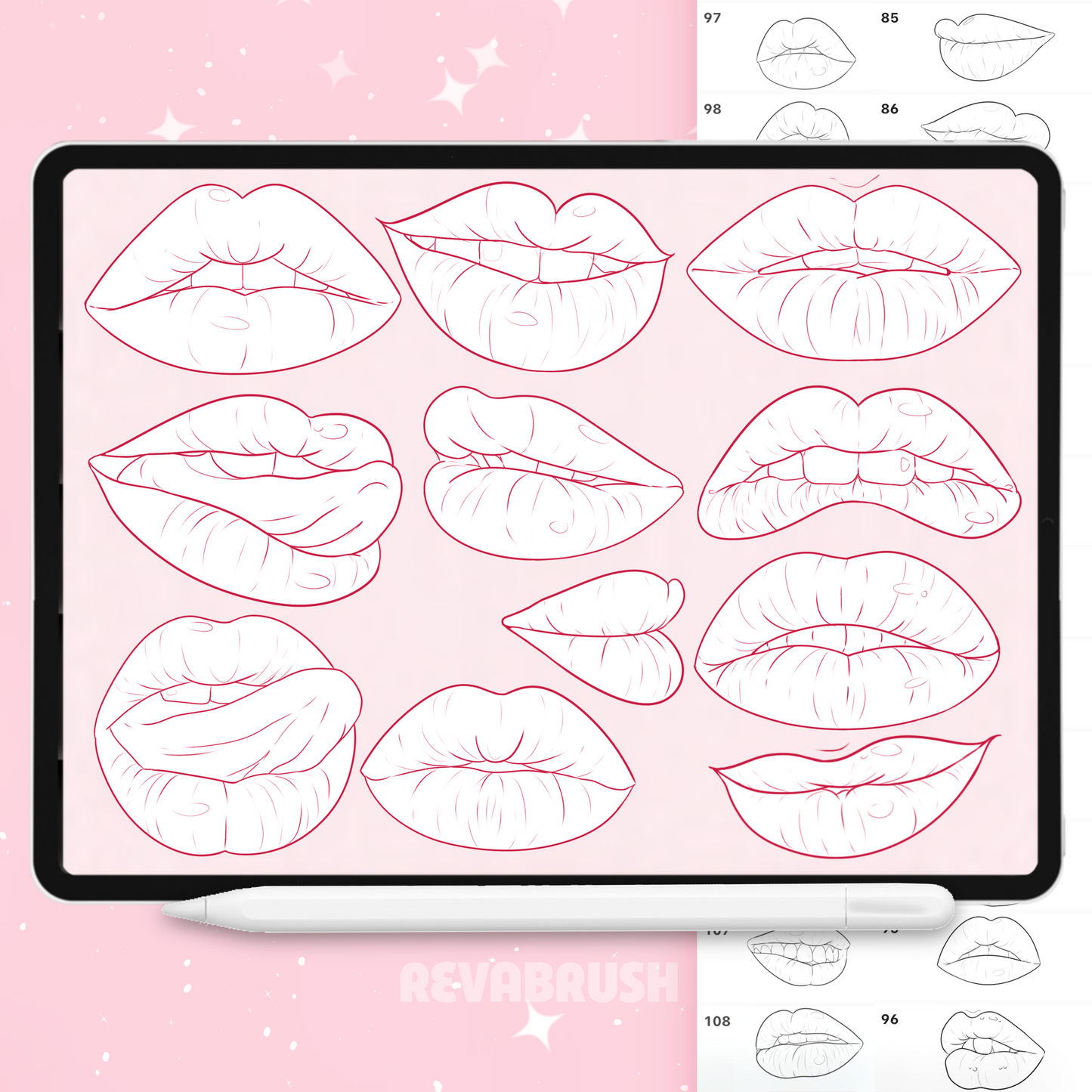 Realistic Lips & Portrait Brushes – Procreate & Photoshop stamps