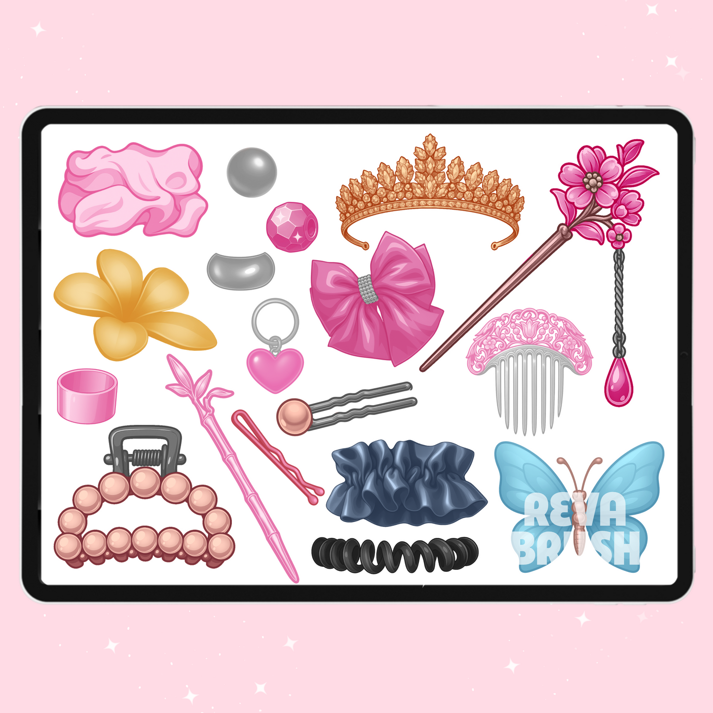 Procreate, Photoshop 및 Clip Studio용 헤어 쥬얼리 브러시 컬렉션