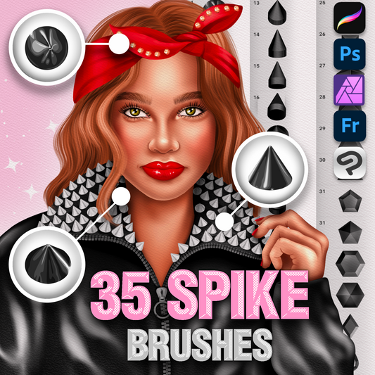 Procreate Spikes Brushes – Photoshop Fashion, Tools & Fabric Stamps | Portrait Guide Brush Set