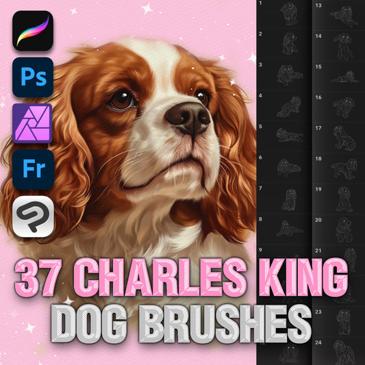 37 Dog & Pet Portrait Brushes for Procreate & Photoshop – Charles King Set