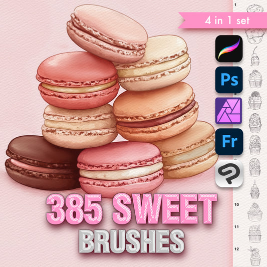 Procreate Sweets Brushes – Photoshop Bakery & Cake Brushes | Clip Studio Candy & Fruit Set