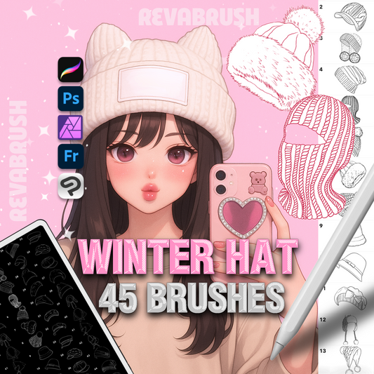 45 Hat & Fashion Brushes for Procreate & Photoshop – Female Headdress Set