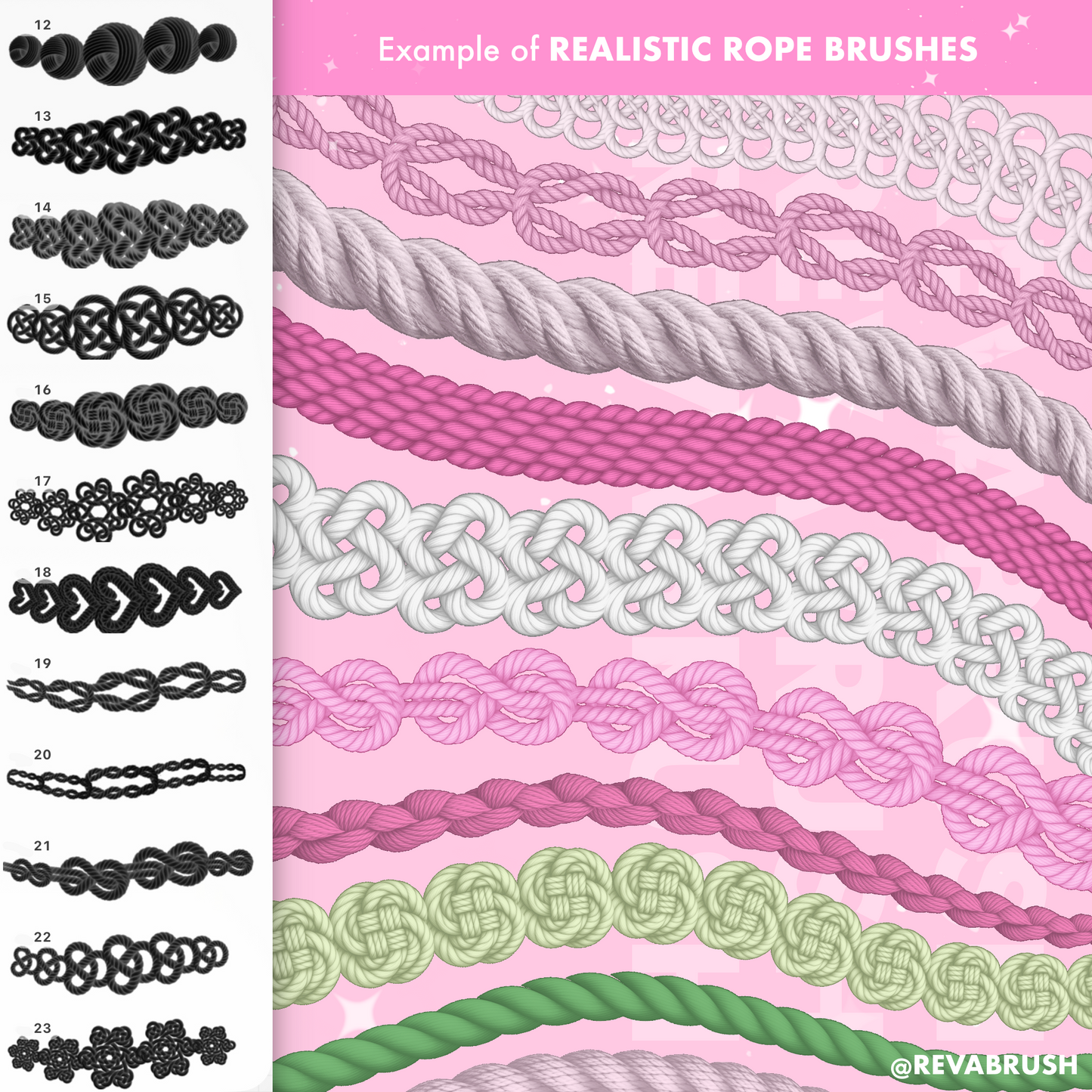 55 Rope Brushes for Procreate – Realistic, Line & Dynamic Outline Set