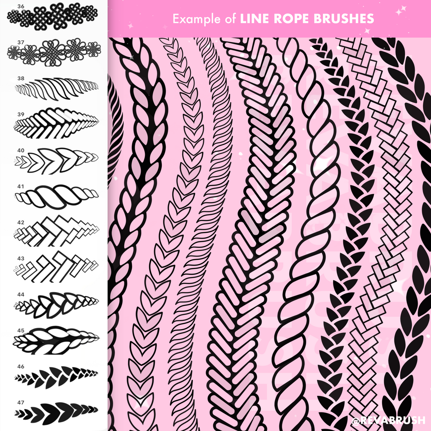 55 Rope Brushes for Procreate – Realistic, Line & Dynamic Outline Set