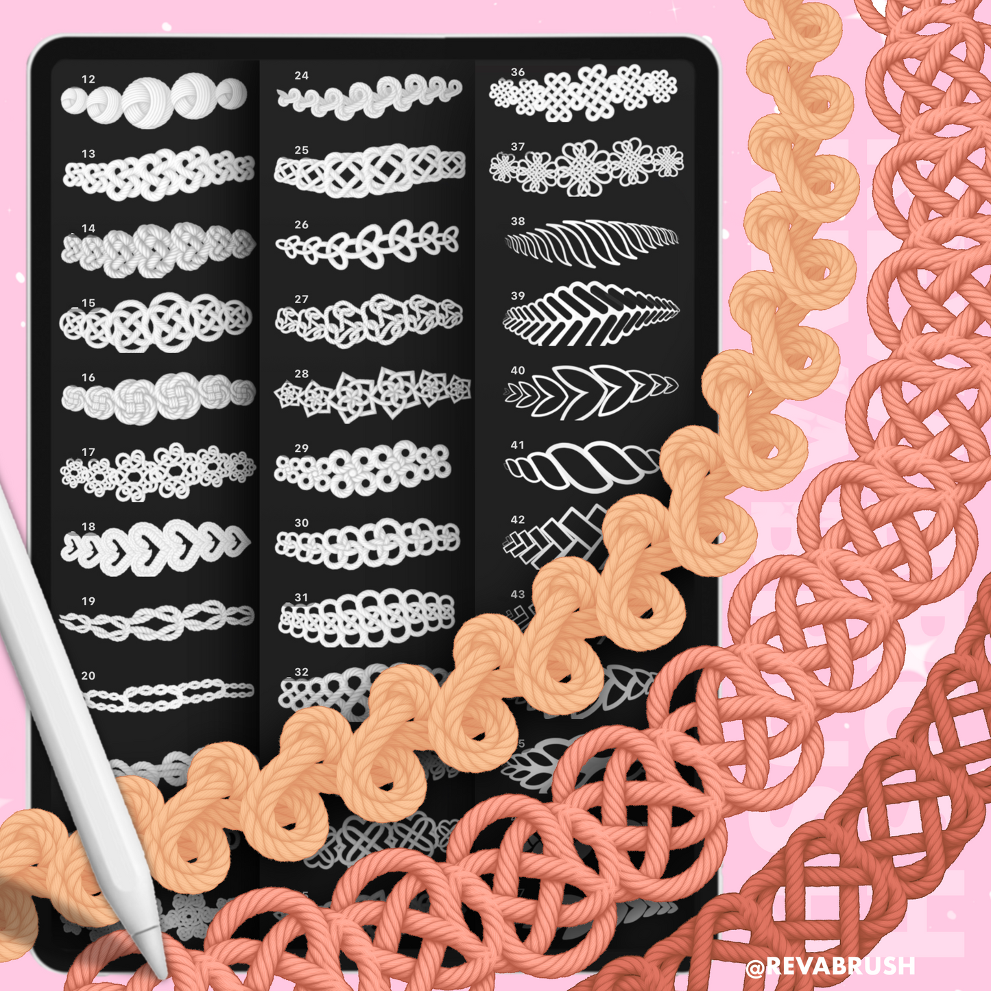 55 Rope Brushes for Procreate – Realistic, Line & Dynamic Outline Set