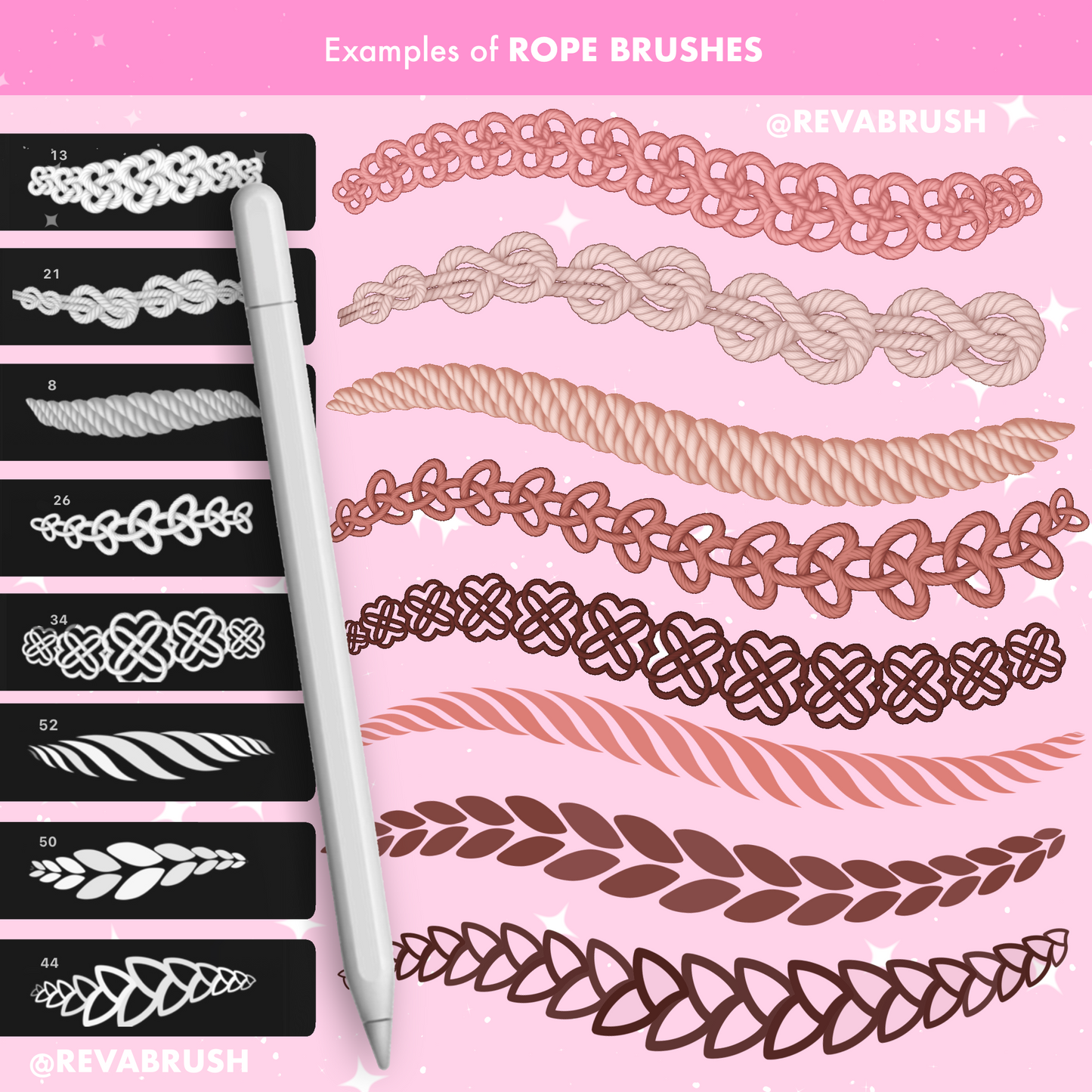 55 Rope Brushes for Procreate – Realistic, Line & Dynamic Outline Set