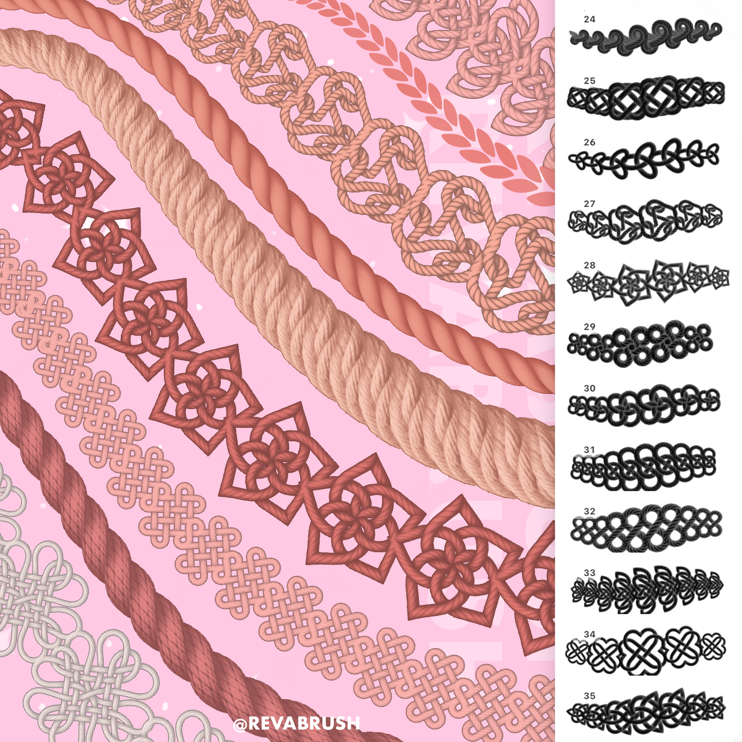 55 Rope Brushes for Procreate – Realistic, Line & Dynamic Outline Set