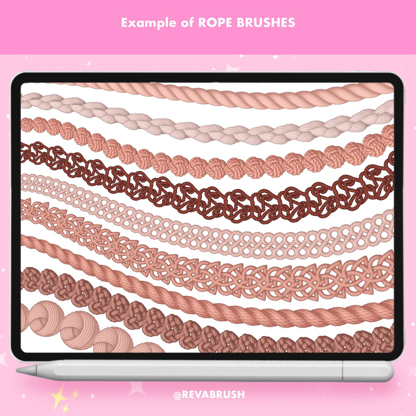 55 Rope Brushes for Procreate – Realistic, Line & Dynamic Outline Set