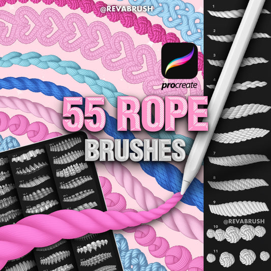55 Rope Brushes for Procreate – Realistic, Line & Dynamic Outline Set