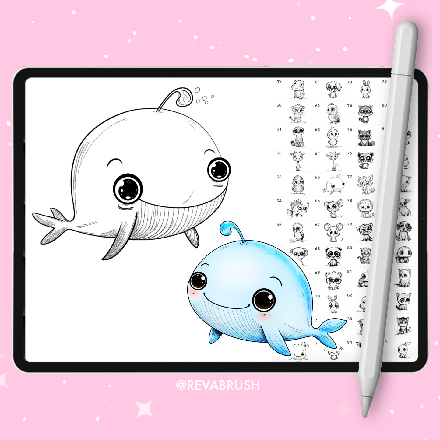 Procreate 귀여운 동물 브러시 – 포토샵 만화 &amp; 카와이 동물 스탬프