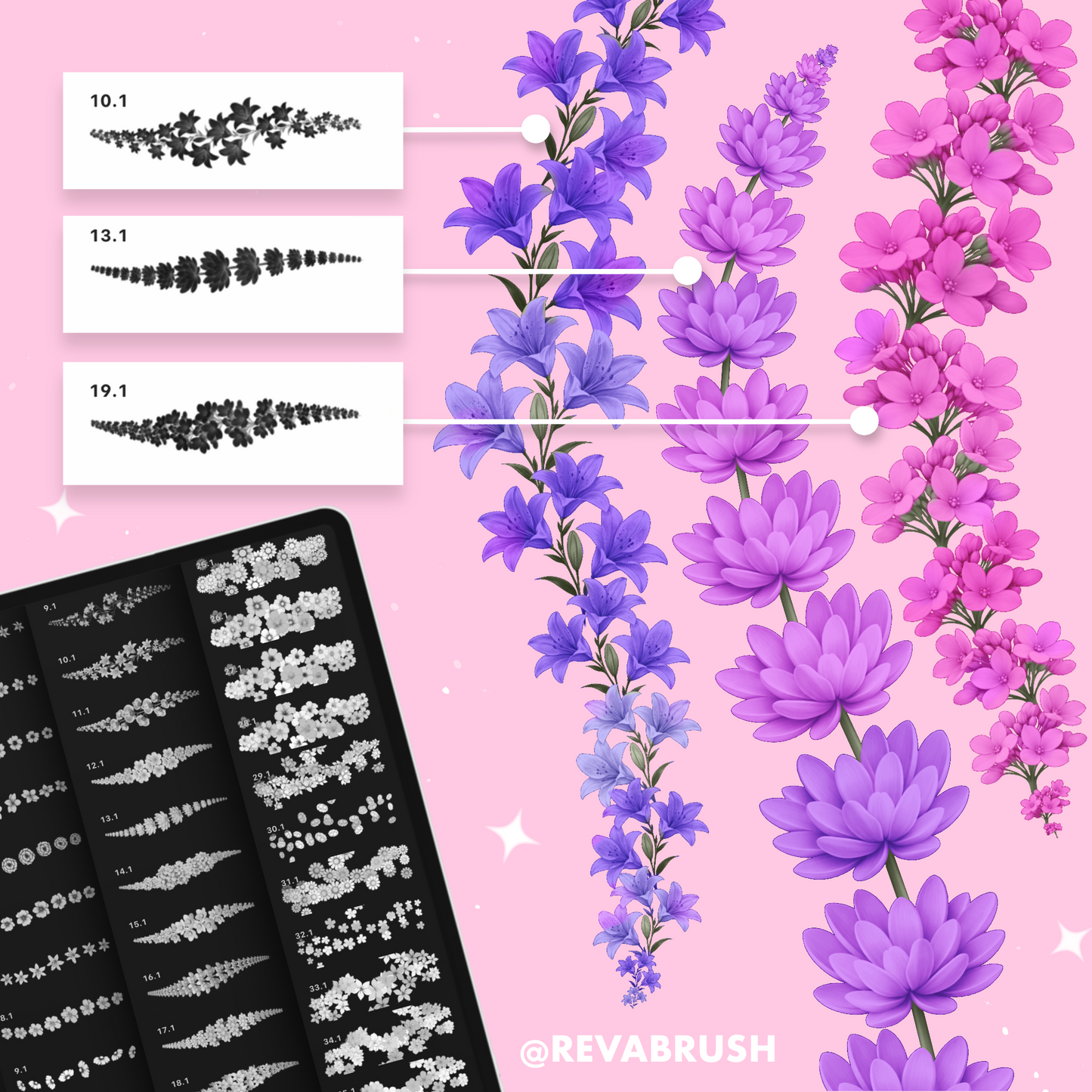 270 Flower Outline Brushes for Procreate – Floral Line Art Stamp Set