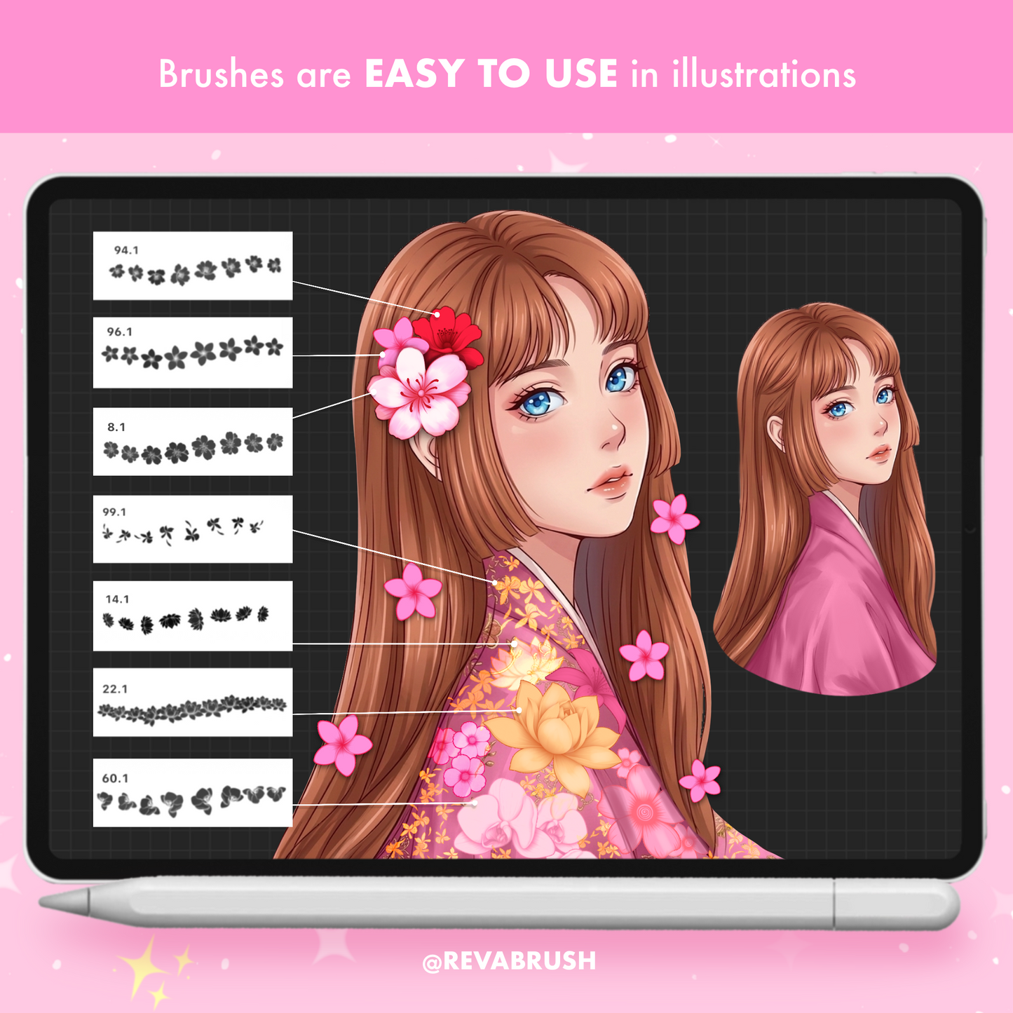 270 Flower Outline Brushes for Procreate – Floral Line Art Stamp Set