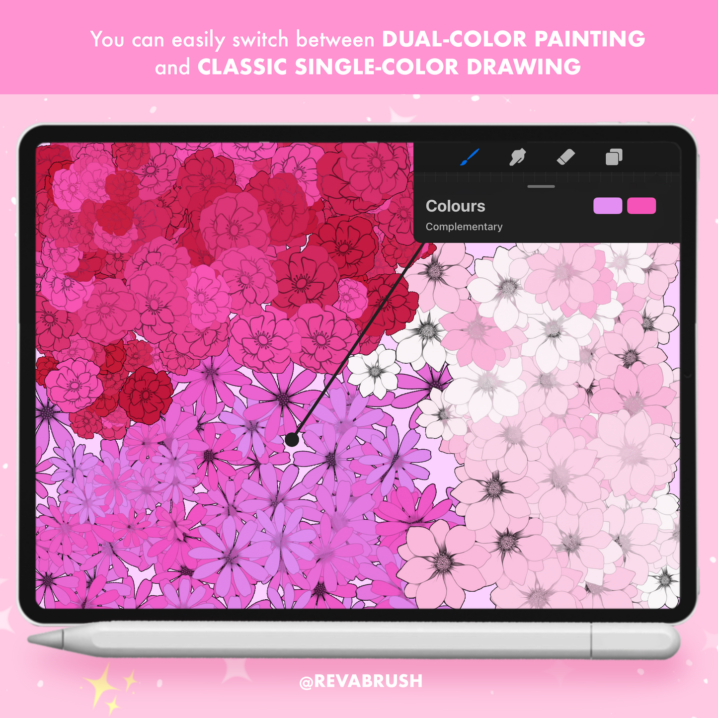 270 Flower Outline Brushes for Procreate – Floral Line Art Stamp Set
