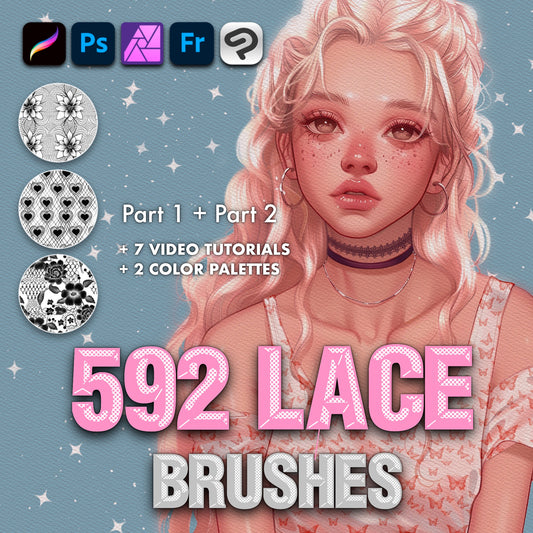 Procreate Lace Brushes & Photoshop Fashion Fabric Textures – Elegant Textile Brush Set