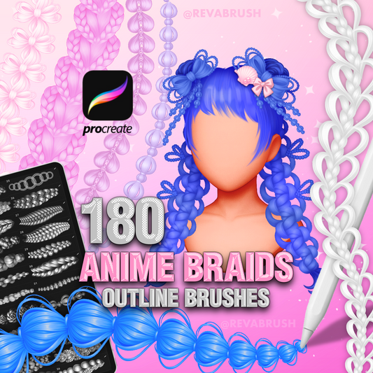 180 Anime Hair Brushes for Procreate – Braids, Curls & Manga Hairstyles