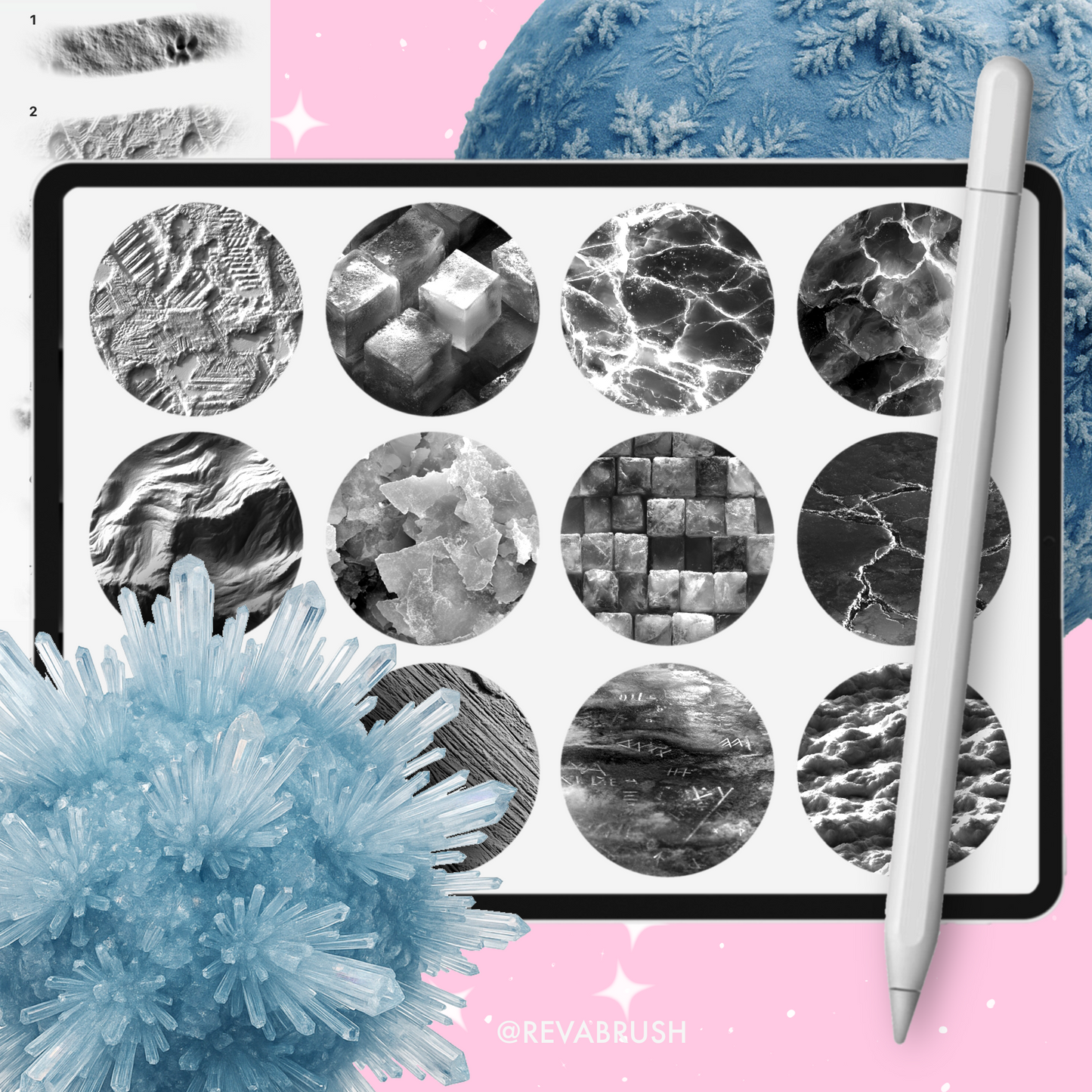 185 Crushed Ice & Snow Texture Brushes – Procreate, Photoshop & More