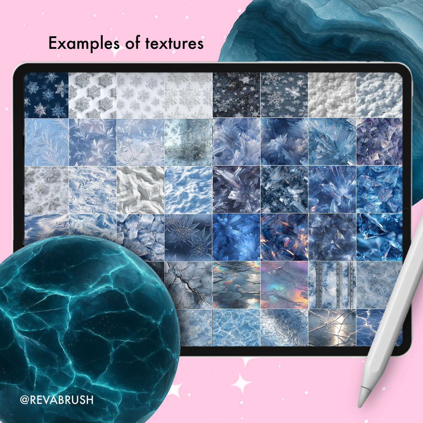 185 Crushed Ice & Snow Texture Brushes – Procreate, Photoshop & More