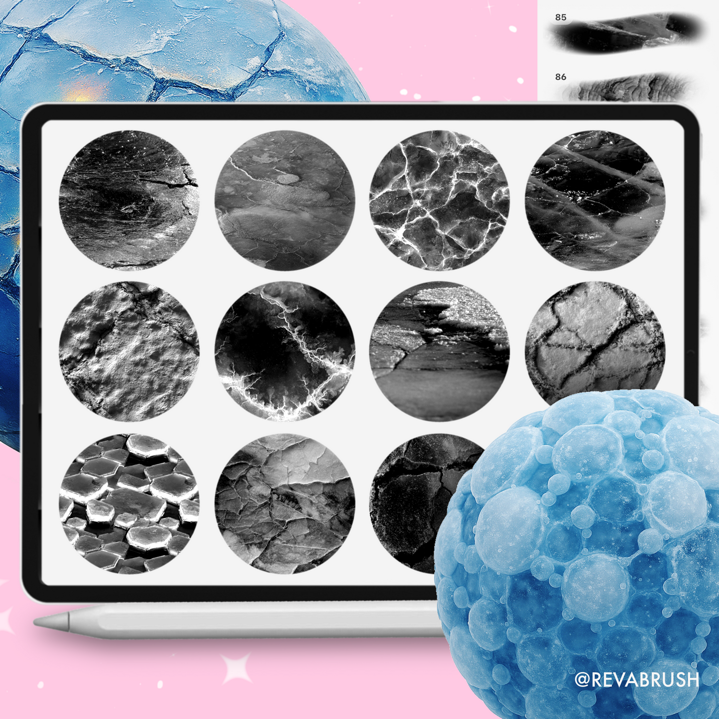 185 Crushed Ice & Snow Texture Brushes – Procreate, Photoshop & More