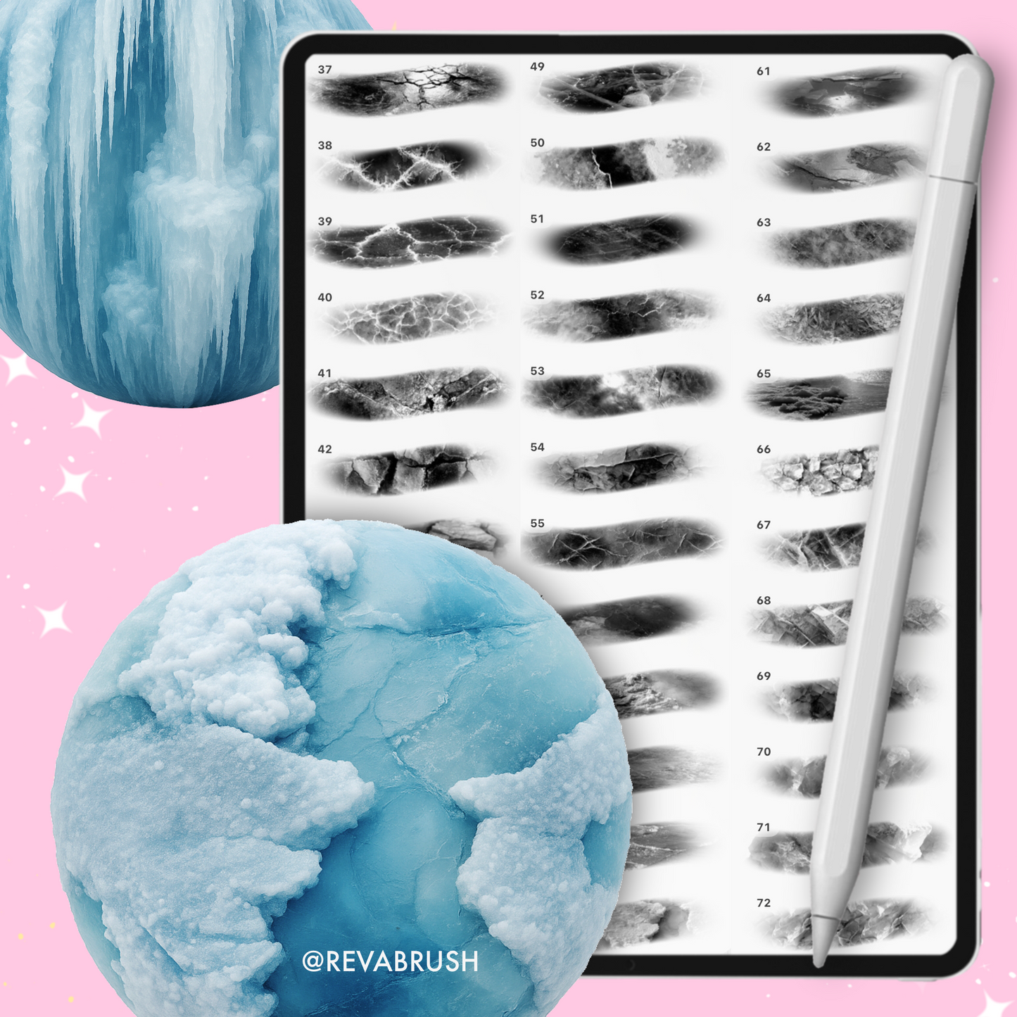 185 Crushed Ice & Snow Texture Brushes – Procreate, Photoshop & More
