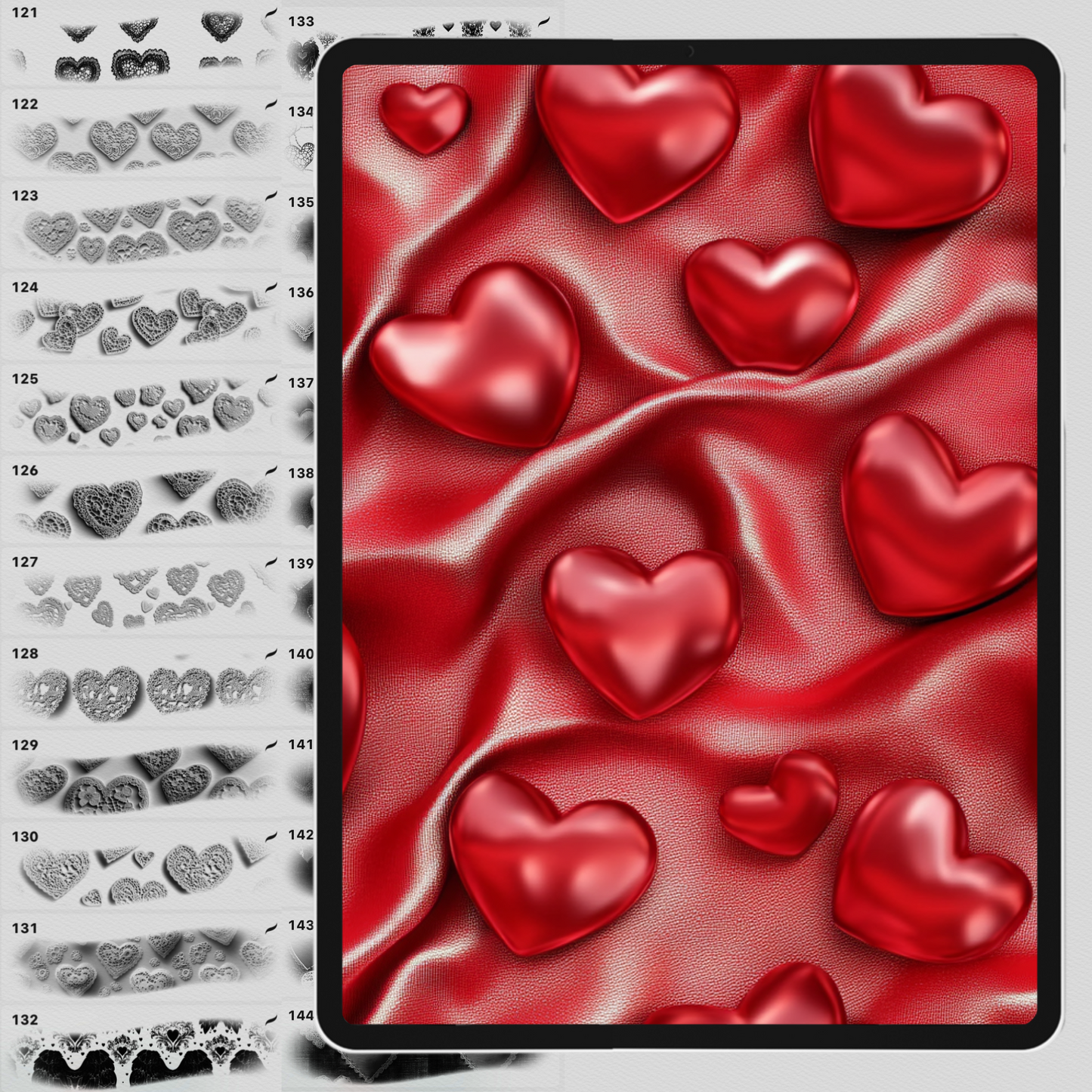 Heart Fabric Texture Brushes for Procreate, Photoshop, Clip Studio