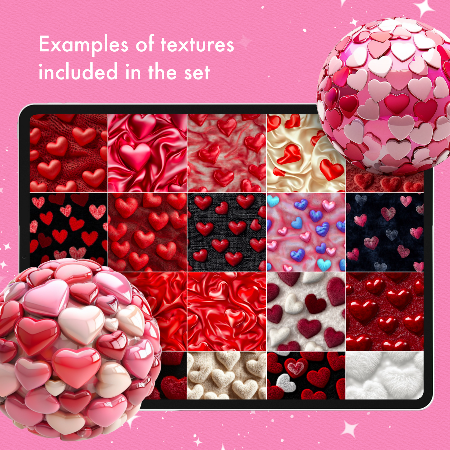 Heart Fabric Texture Brushes for Procreate, Photoshop, Clip Studio