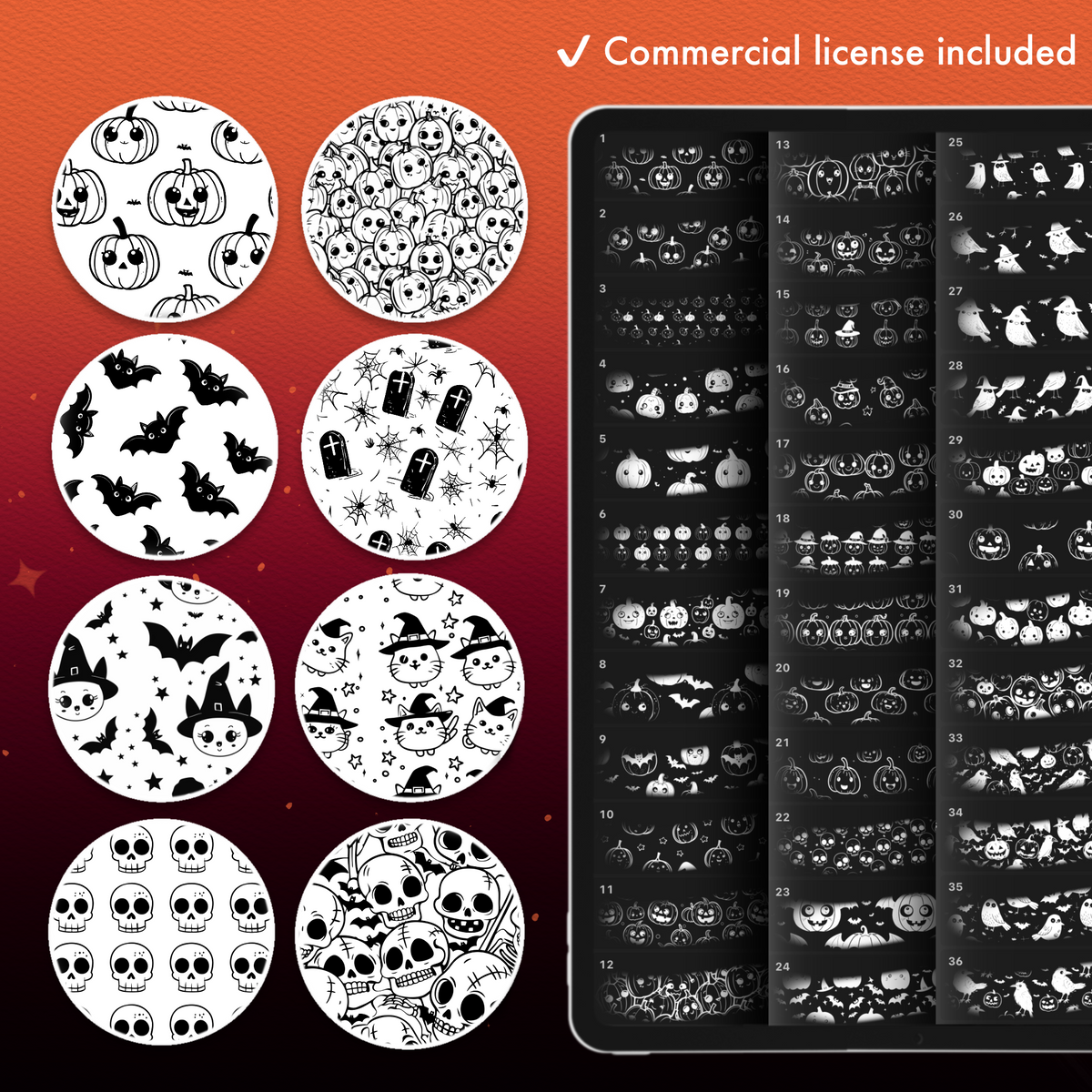 Halloween texture brushes for Procreate & Photoshop – preview 4