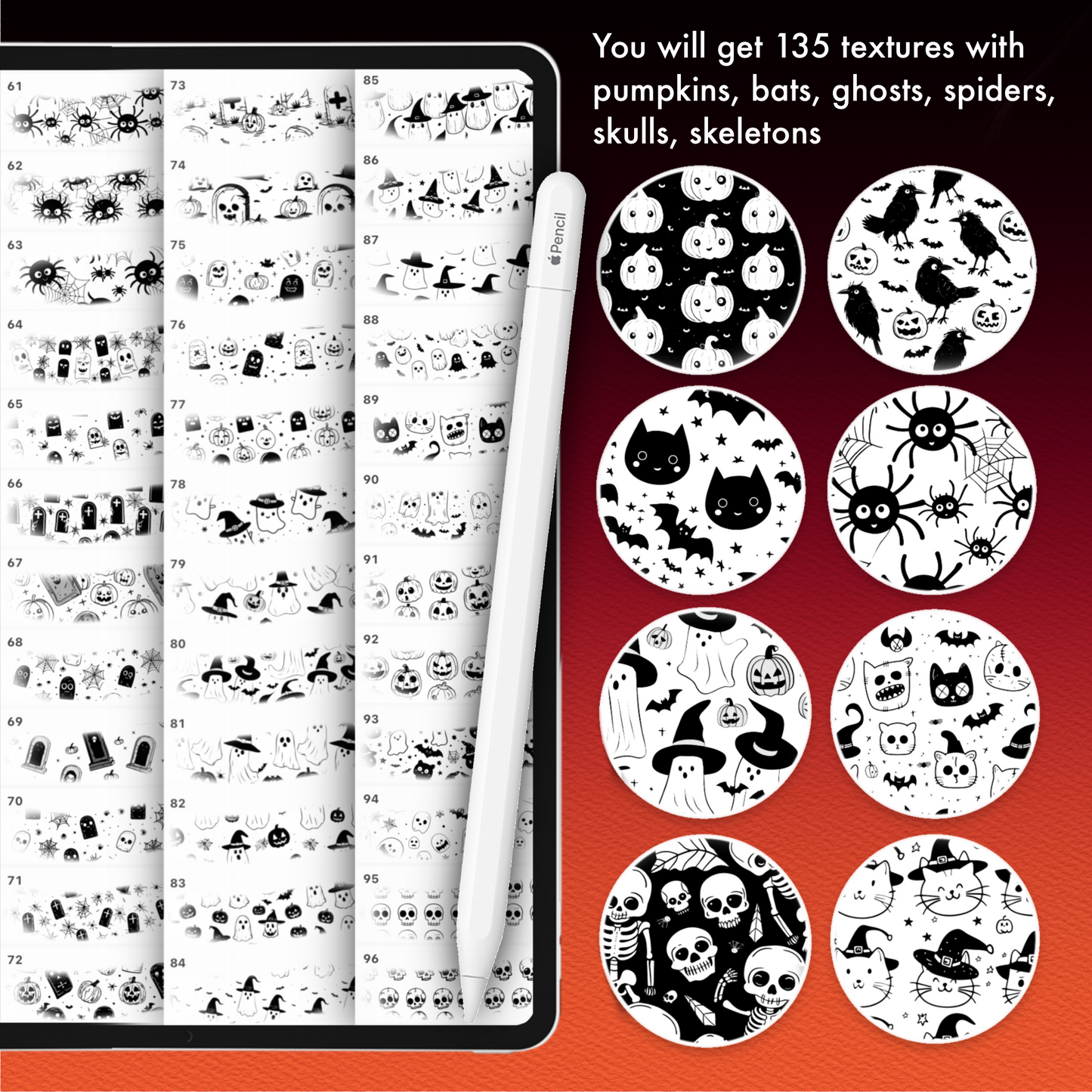 135 Halloween Texture Brushes – Procreate, Photoshop & Clip Studio Paint