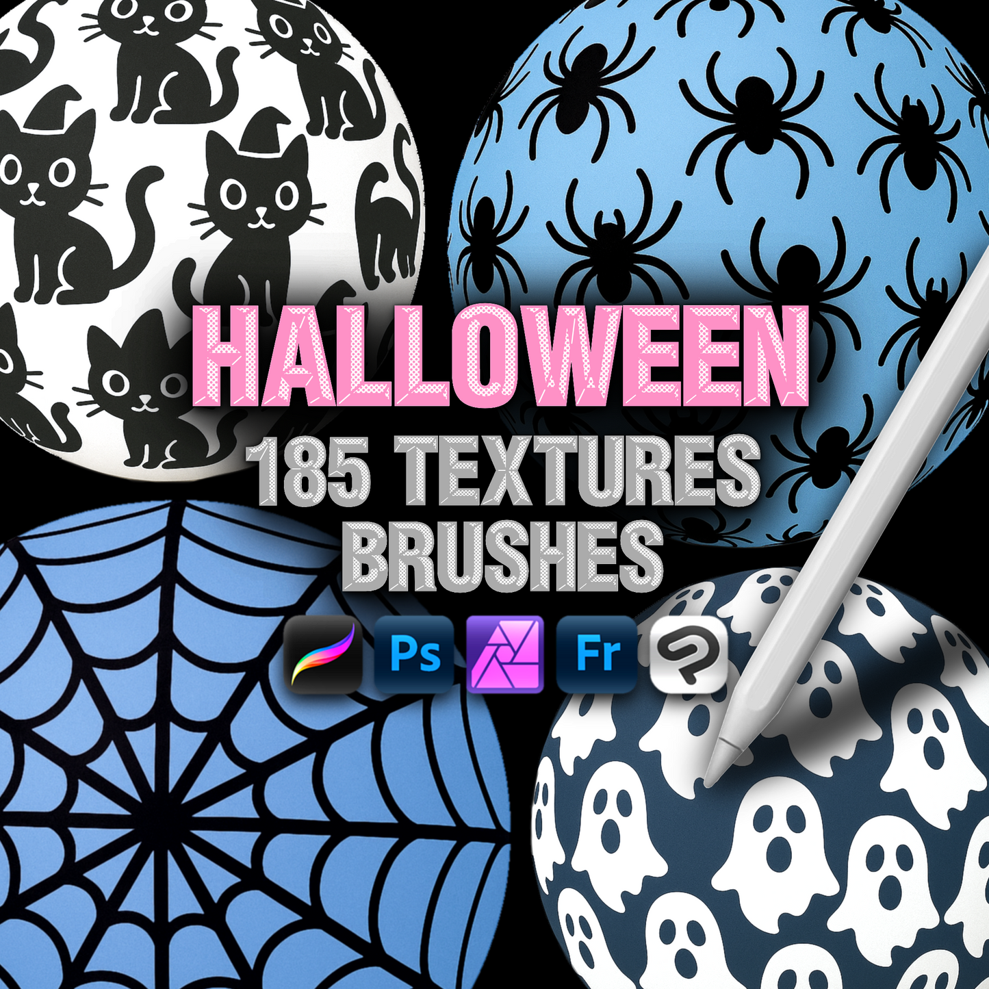 185 Halloween Texture Brushes – Procreate, Photoshop & Clip Studio Paint