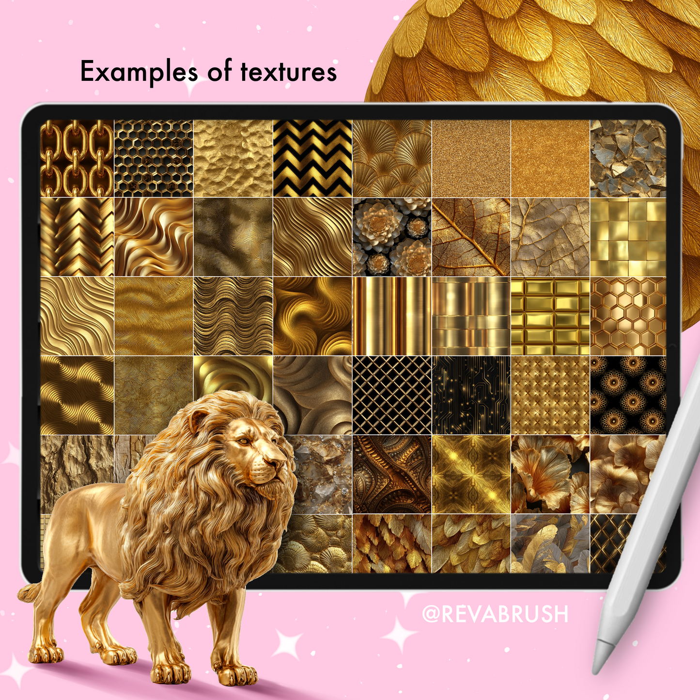 245 Gold Texture Brushes – Procreate, Photoshop & More