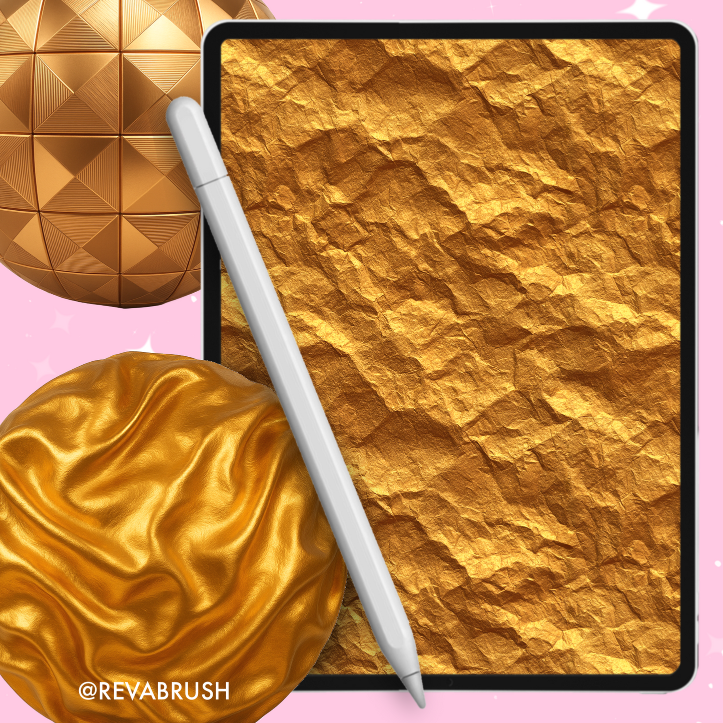 245 Gold Texture Brushes – Procreate, Photoshop & More