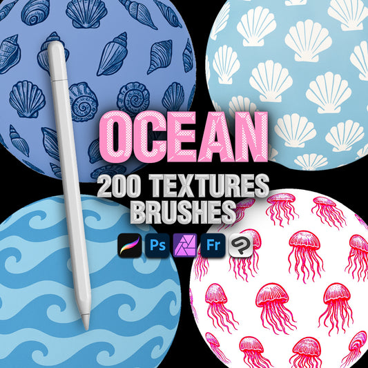 Ocean & Texture Brush Set for Procreate, Photoshop & Clip Studio