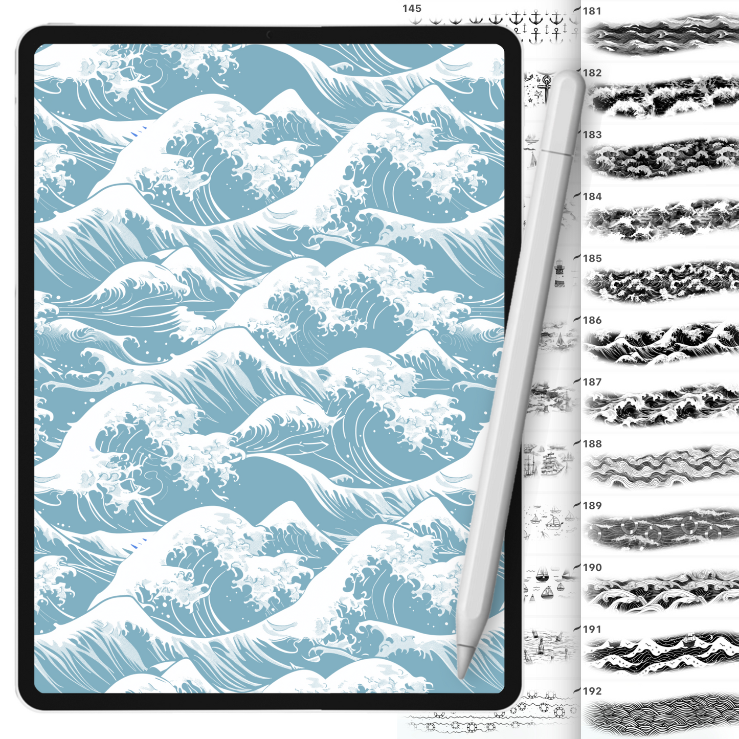 Ocean & Texture Brush Set for Procreate, Photoshop & Clip Studio