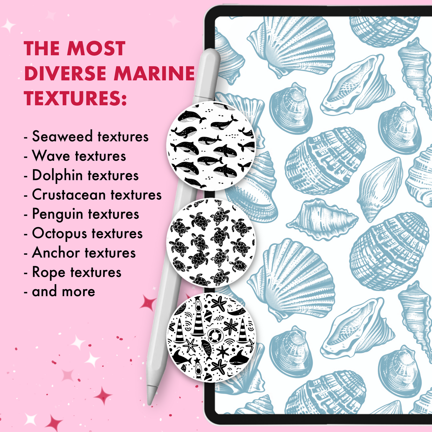 Ocean & Texture Brush Set for Procreate, Photoshop & Clip Studio