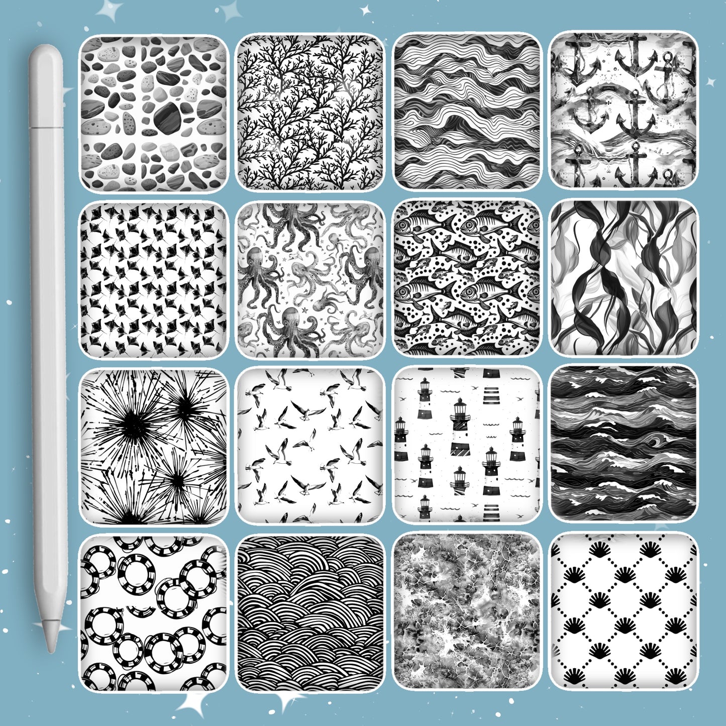 Ocean & Texture Brush Set for Procreate, Photoshop & Clip Studio