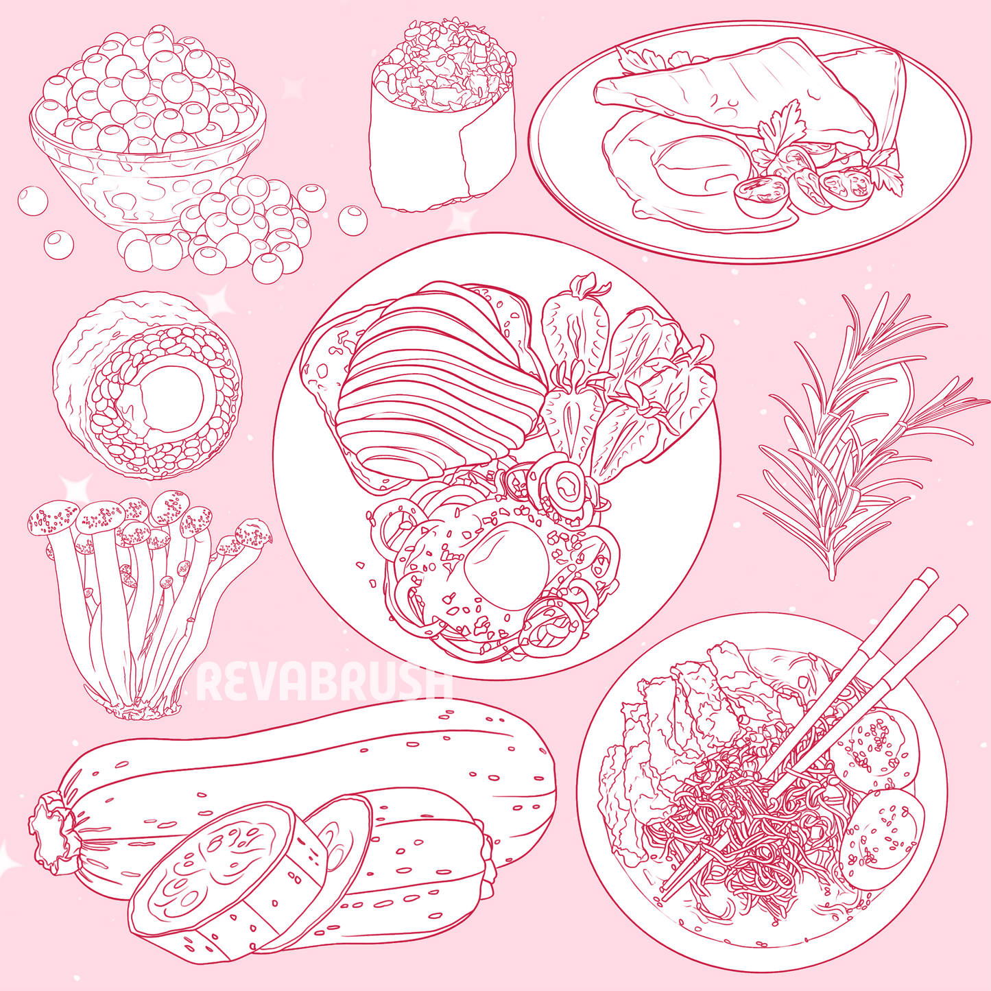 665 Food & Dessert Brushes – Procreate, Photoshop & Clip Studio Paint – Fruit, Candy & Chocolate Set