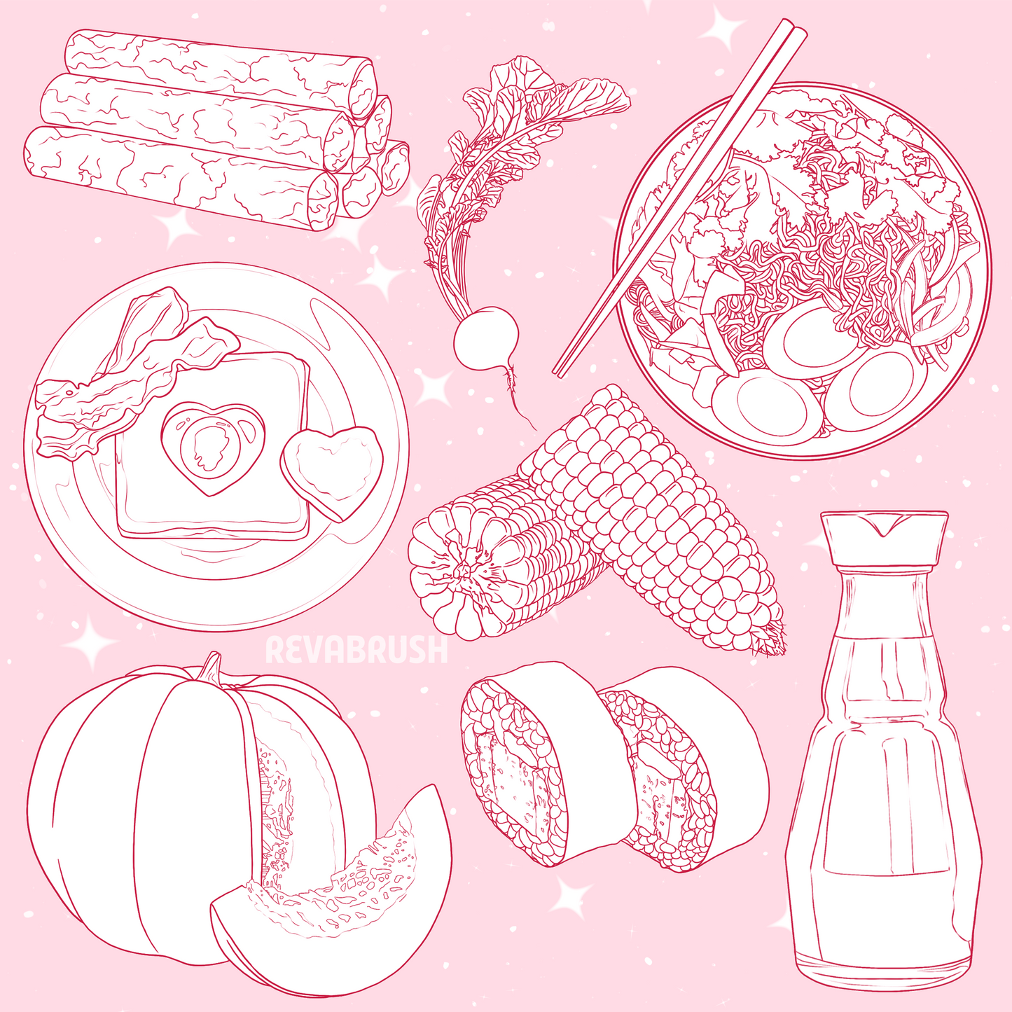 665 Food & Dessert Brushes – Procreate, Photoshop & Clip Studio Paint – Fruit, Candy & Chocolate Set
