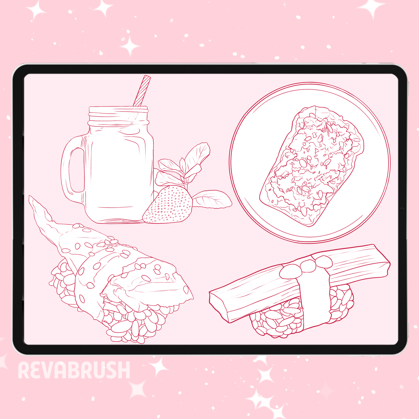 665 Food & Dessert Brushes – Procreate, Photoshop & Clip Studio Paint – Fruit, Candy & Chocolate Set