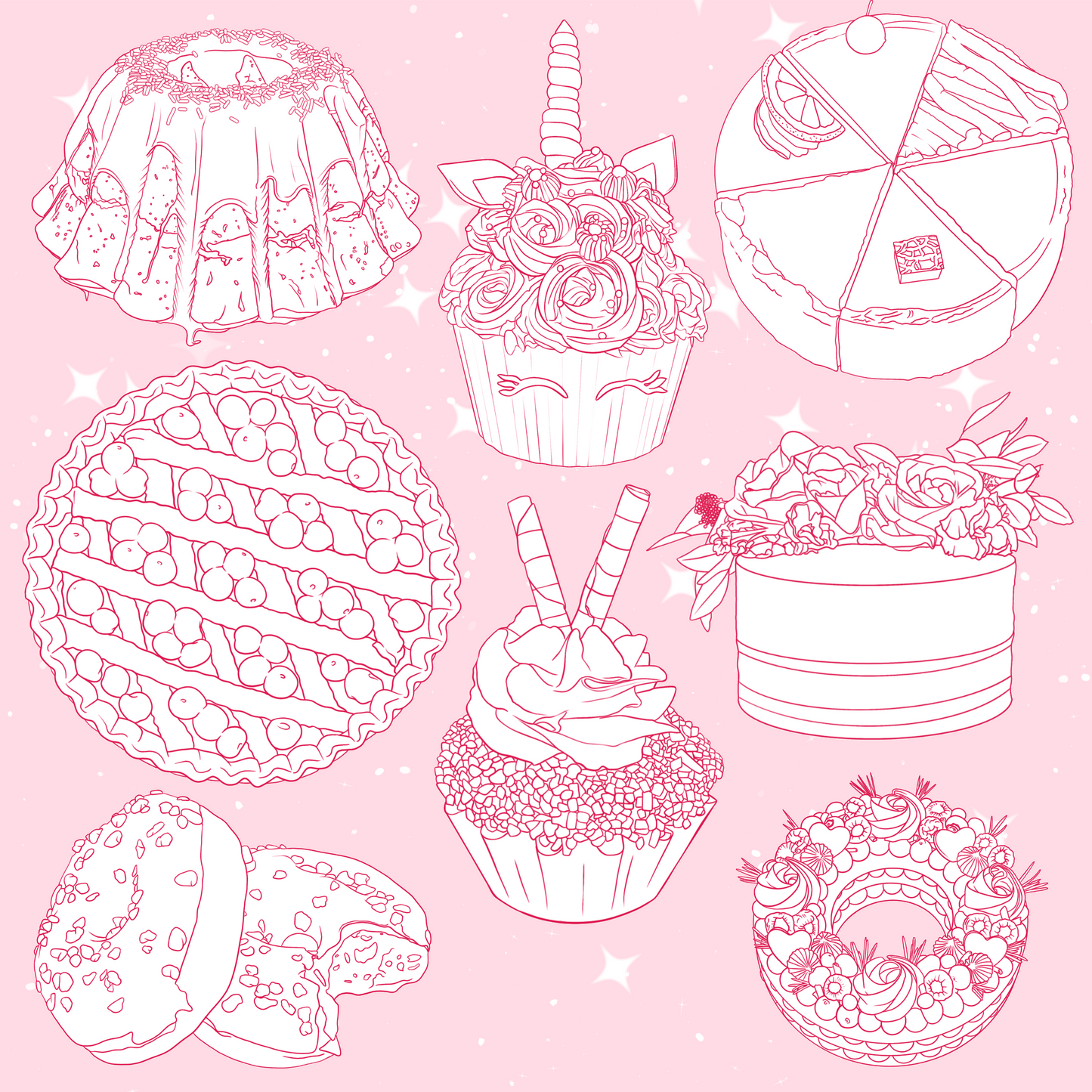 665 Food & Dessert Brushes – Procreate, Photoshop & Clip Studio Paint – Fruit, Candy & Chocolate Set