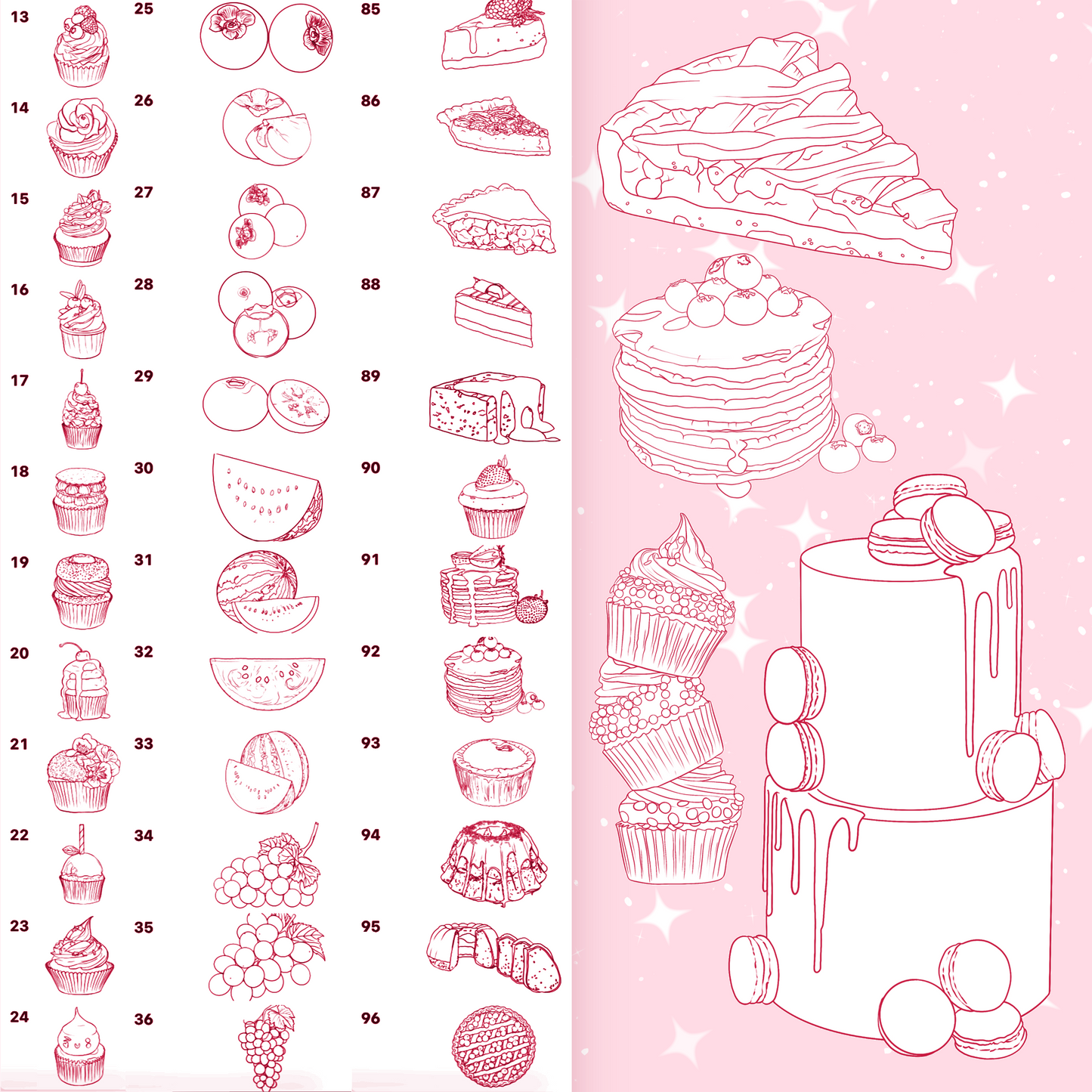 665 Food & Dessert Brushes – Procreate, Photoshop & Clip Studio Paint – Fruit, Candy & Chocolate Set