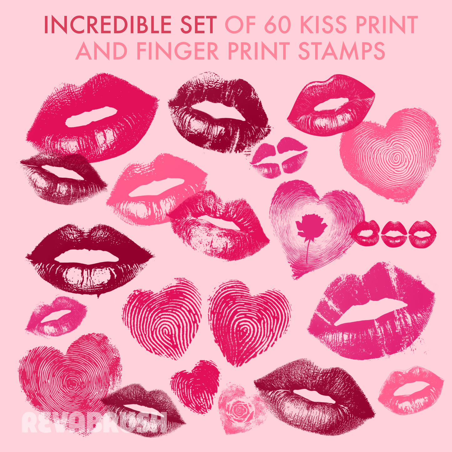 키스 입술 브러시 – Procreate, Photoshop 및 Clip Studio 발렌타인 세트