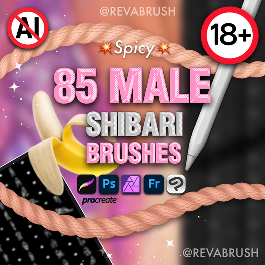 85 Male Shibari NSFW Adult Mature brushes - Procreate, Photoshop, Clip Studio Paint, Affinity Photo, Adobe Fresco