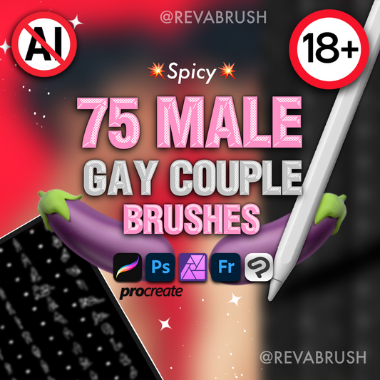 Gay Couple Brushes for Procreate – Male Pose Stamps for Photoshop & Clip Studio