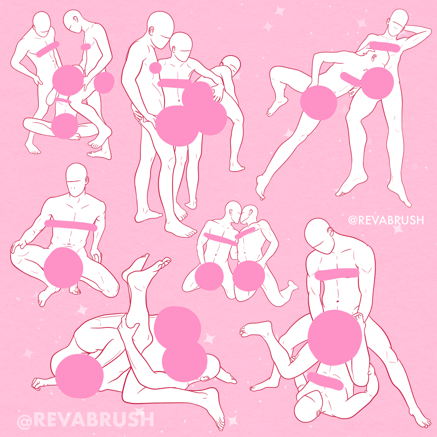 Gay Couple Brushes for Procreate – Male Pose Stamps for Photoshop & Clip Studio