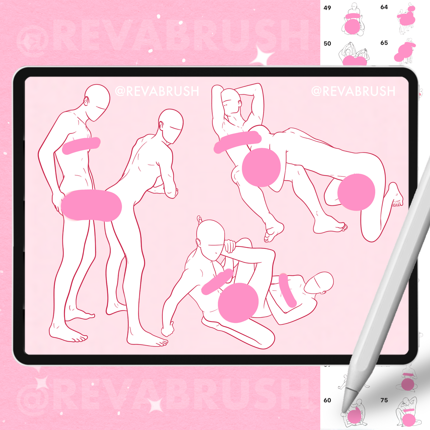 Gay Couple Brushes for Procreate – Male Pose Stamps for Photoshop & Clip Studio