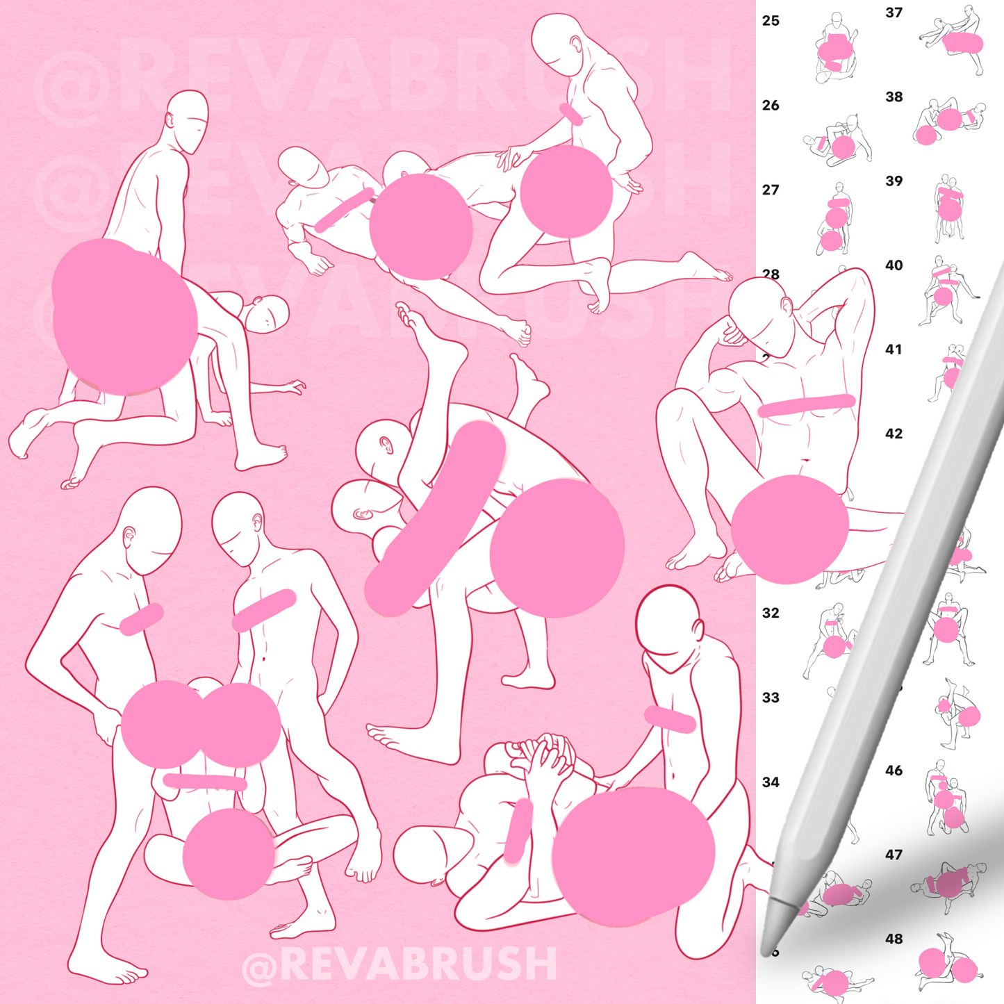 Gay Couple Brushes for Procreate – Male Pose Stamps for Photoshop & Clip Studio