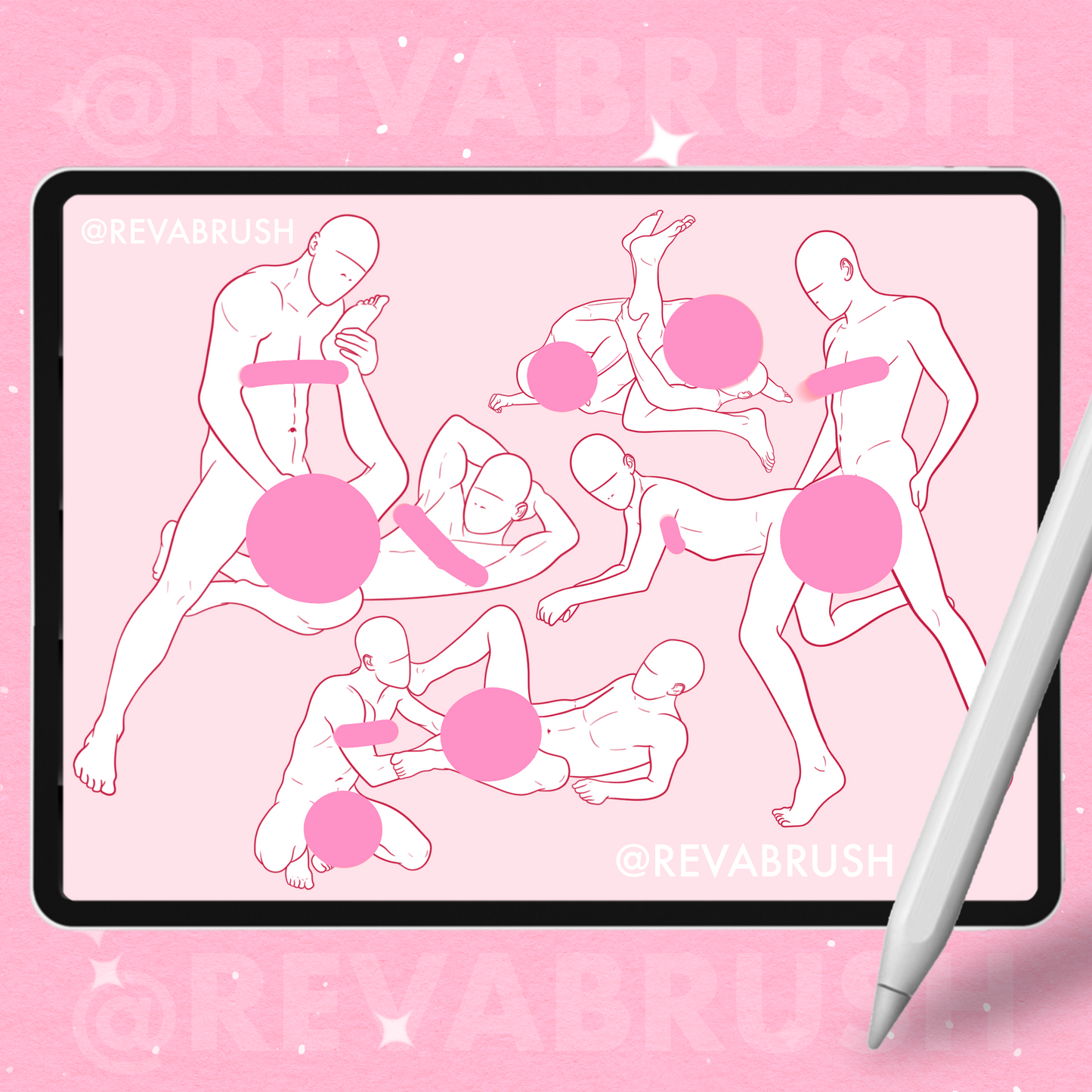 Gay Couple Brushes for Procreate – Male Pose Stamps for Photoshop & Clip Studio